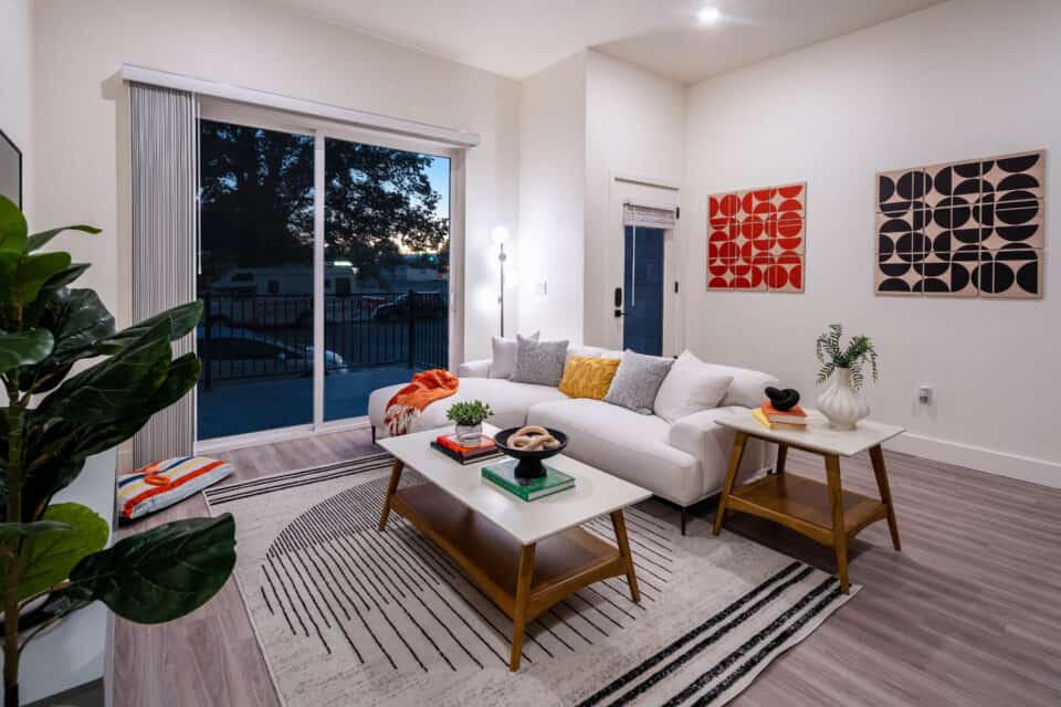 Spacious Living Room with Couch and Coffee Table